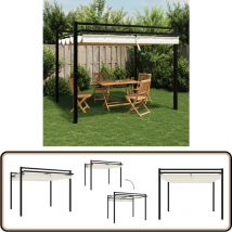 Tonnelle de jardin avec toit rétractable crème 3x3 m aluminium - Abri Jardin - Tonnelle De Jardin - Parasol - Terrasse Couverte - Ombrage Jardin