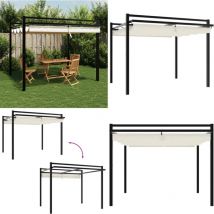 Tonnelle de jardin avec toit rétractable crème 3x3 m aluminium - Abri Jardin - Tonnelle De Jardin - Parasol - Terrasse Couverte - Ombrage Jardin