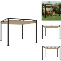 Tonnelle de jardin avec toit rétractable taupe 3x3 m acier - Tonnelle - Tonnelles - Tonnelle De Jardin - Tonnelle D'extérieur