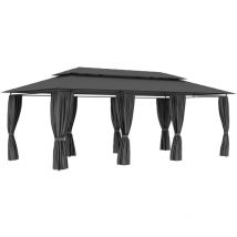 Tonnelle de Jardin Belvédère, Tente de Reception avec rideaux 600x298x270 cm Anthracite CON330969 design in