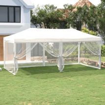 Tonnelle de Jardin, Pavillon de jardin, Tente de réception pliable avec parois Blanc 3x6 m CON748363 design in