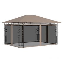 Tonnelle de jardin Tonnelle Barnum Belvédère avec moustiquaire 4x3x2,73 m Taupe 180 g/m² 16968