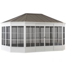 Sunjoy - Tonnelle en aluminium/acier birkett en blanc - 366cm x 488cm