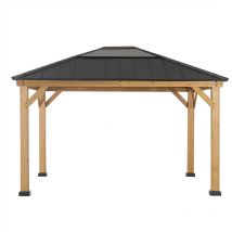 Tonnelle en cèdre BRURI en anthracite - 336cm x 394cm