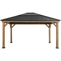 Sunjoy - Tonnelle en cèdre ernir en anthracite - 393cm x 452cm