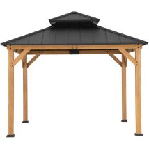 Sunjoy - Tonnelle en cèdre kaps anthracite - 330cm x 330cm