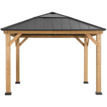 Sunjoy - Tonnelle en cèdre pirin anthracite - 336cm x 336cm