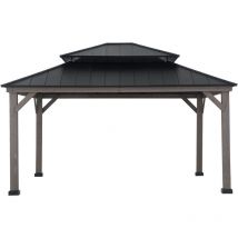 Sunjoy - Tonnelle en cèdre rysi en noir - 390cm x 450cm