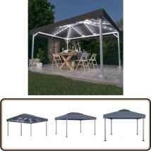 Tonnelle et guirlande lumineuse à led 4x3m Anthracite Aluminium - Abri Jardin - Tonnelle Extérieure - Gazebo - Parasol - Éclairage Solaire