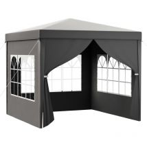 Toboli - Tonnelle de jardin pliante – 3 x 3 m – couleur Grise – avec 3 Sections latérales amovibles Grandes fenêtres et Cadre robuste – Tente