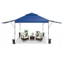 Design In - Tonnelle Jardin Barnum Instantanée 3x3m Double Auvents Imperméable Sac à Roulettes Bleu CW69858