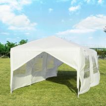 Design In - Tonnelle Jardin Tente Réception 6 Murs Amovibles Fenêtre 900x300x260cm Blanc CW57839
