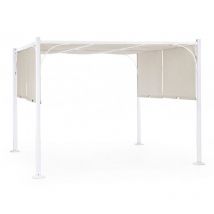 Abitare - Tonnelle 3x3 m avec structure en acier blanc mat et toile tourterelle - Cedro