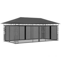 Tonnelle,Pergola de jardin,Belvédère avec moustiquaire 6x3x2,73 m Anthracite CFW66219