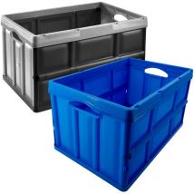 Lot de 2 caisses pliantes 46L/62L argent et noir, bleu - Noir et blanc - Tontarelli