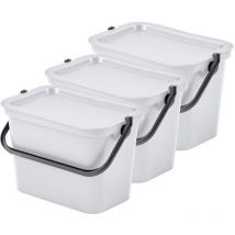 Lot de 3 poubelles 'moda' 5L Blanc avec poignée - blanc - Tontarelli