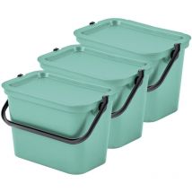 Lot de 3 poubelles sauge 'moda' 5L avec poignée - sage - Tontarelli