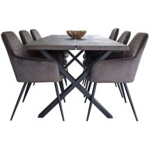 Tony Essgruppe , 1 Esstisch und 6 Stühle mushroom und Eiche.