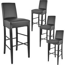 Altobuy - tony - Lot de 4 Tabourets Laqués Noir et Assise Simili Cuir Noir