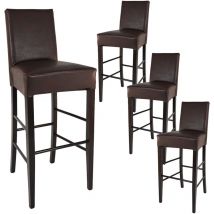 Altobuy - tony - Lot de 4 Tabourets Wengé et Assise Simili Cuir Marron Foncé