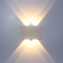 Tonysa - Applique da Parete Interno, Applique su e giù, Applique Murale in Alluminio Pressofuso 4W Blanc,Applique da Esterno led Bianco Caldo,