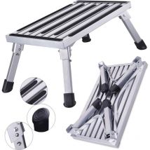 Escabeau Pliable 1 Marche en Aluminium, Plateforme de Travail Tapis antidérapant, Charge Max 200 kg, Marchepied Aluminium 1 Marche Pliable pour