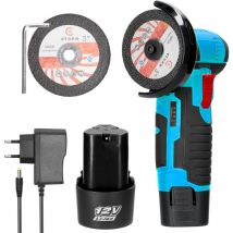 Tonysa - Mini Meuleuse D'Angle Sans Fil 19500RPM 12V Professional Disqueuse Sans Fil avec 2 batteries 1200mAh, 2 Disques à Tronçonner 76mm, Meuleuse