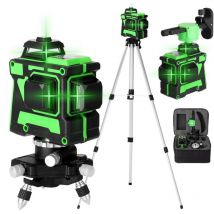Tonysa - Niveau Laser Vert 3x360° 12 Lignes Autonivelant de Niveaux, Lazer avec Fonction d'auto-nivellement, 4800 mAh, Hauteurs Réglable Barre