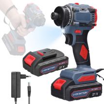 Perceuse Visseuse Sans Fil 21V, Visseuse Devisseuse avec 2 Batteries 1300mAh, 55Nm Percussion, 23+1 Réglages de Couple, 2 Vitesses, led, pour la