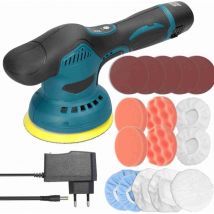 Polisseuse Voiture, 125mm Polisseuse sans Fil, 2500-5000 TR/Min (8 Niveaux), Set de Polissage, Polissage Pad Éponge polir Kit pour Le Polissage,