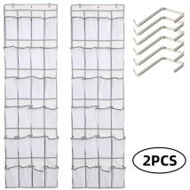 Range Chaussures à Suspendre sur la Porte, Sac de Rangement Suspendu avec 2 24 Poches, Rangement de Chaussures Suspendu, Organiseur de Suspension