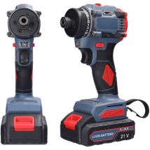 Tournevis électrique, Perceuse Visseuse Sans Fil 21V, Visseuse Devisseuse Sans Fil , Perceuse Percussion 55Nm, 23+1 Réglages de Couple, 2 Vitesses,