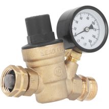 Tonysa - Vanne de régulation de pression d'eau, réducteur de régulateur de pression de contrôle d'eau réglable en laiton Pour rv , avec jauge