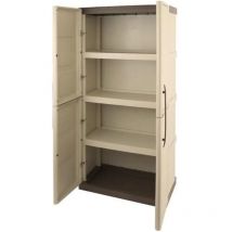 Armoire de rangement haute en résine TOOD - 3 tablettes - Taupe/écru - Charge maximale 60 kg