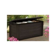 Malle / coffre de rangement en résine - 300 l - 120 x 46 x 58 cm - Marron aspect bois - Tood