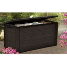 Malle de rangement en résine - 300 l - Marron aspect bois - 120 x 46 x 58 cm - Tood
