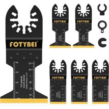 Tool Lames de scie oscillantes en titane, ensemble d'accessoires de lames multi-outils 5 pièces pour plastique, bois, métal, compatibles avec Fein