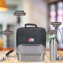 Toolbrothers - Fan boîte à déjeuner en étui rigide étanche inoxydable avec compartiments de séparation et couvercle en acier inoxydable 1200 ml +