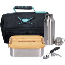 Toolbrothers Fan Lunch Set en bolsa isotérmica Makita con panera de acero inoxidable de 1200 ml con tapa de bambú + botella de agua de acero