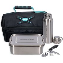 Toolbrothers - Fan Lunch Set in borsa isolata Makita con portapane in acciaio inox con divisori e coperchio in acciaio inox 1200 ml + borraccia in