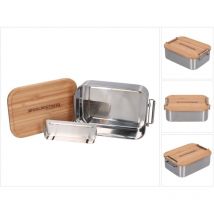 Toolbrothers - Fan Panera de acero inoxidable con tapa de bambú 1200 ml, caja de comida para adultos y niños, caja de merienda para la escuela