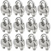 Toolive - Lot de 12 Serre-câbles étrie Acier Inoxydable pour Câble Métallique de 5mm Diamètre(M5)