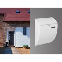 Perel - Briefkasten nice mit Namensschild & 2 Schlüsseln, Stahl Weiß 40x31cm