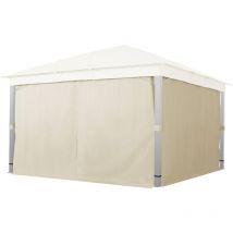 TOOLPORT 4 Seitenteile für Gartenpavillon Sunset Premium 4x4 m - Polyester ca. 180 g/m² - mit Reißverschluss - champagner