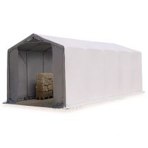 Carpa almacén 4x12 m carpa industrial con 3m de altura lateral pvc 850 n 100% impermeable gris - Toolport