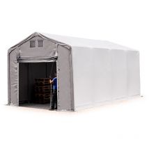 Carpa almacén 4x8 m carpa industrial con 3m de altura lateral pvc 850 n 100% impermeable gris con puerta levadiza - Toolport