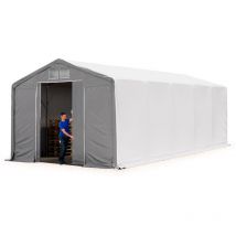 Toolport - Carpa almacén 5x10 m carpa industrial con 3m de altura lateral PRIMEtex pvc 2300 n ignifuga 100% impermeable gris con puerta corrediza