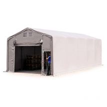Toolport - Carpa almacén 6x10 m carpa industrial con 3m de altura lateral pvc 850 n 100% impermeable gris con puerta levadiza
