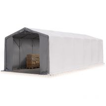 Toolport - Carpa almacén 6x12 m carpa industrial con 3m de altura lateral aprox. 550g/m² Lona pvc 100% impermeable gris