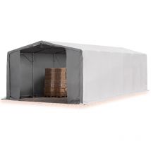 Carpa almacén 8x12 m carpa industrial con 4m de altura lateral PRIMEtex pvc 2300 n ignifuga 100% impermeable gris - Toolport